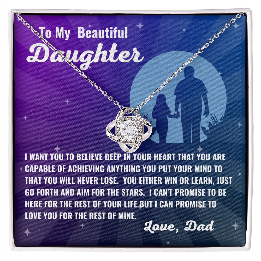 Dad - To My Beautiful Daughter - Deep In Your Heart - Love Knot Necklace - Daughter Gift - Birthday Gift - Christmas Gift