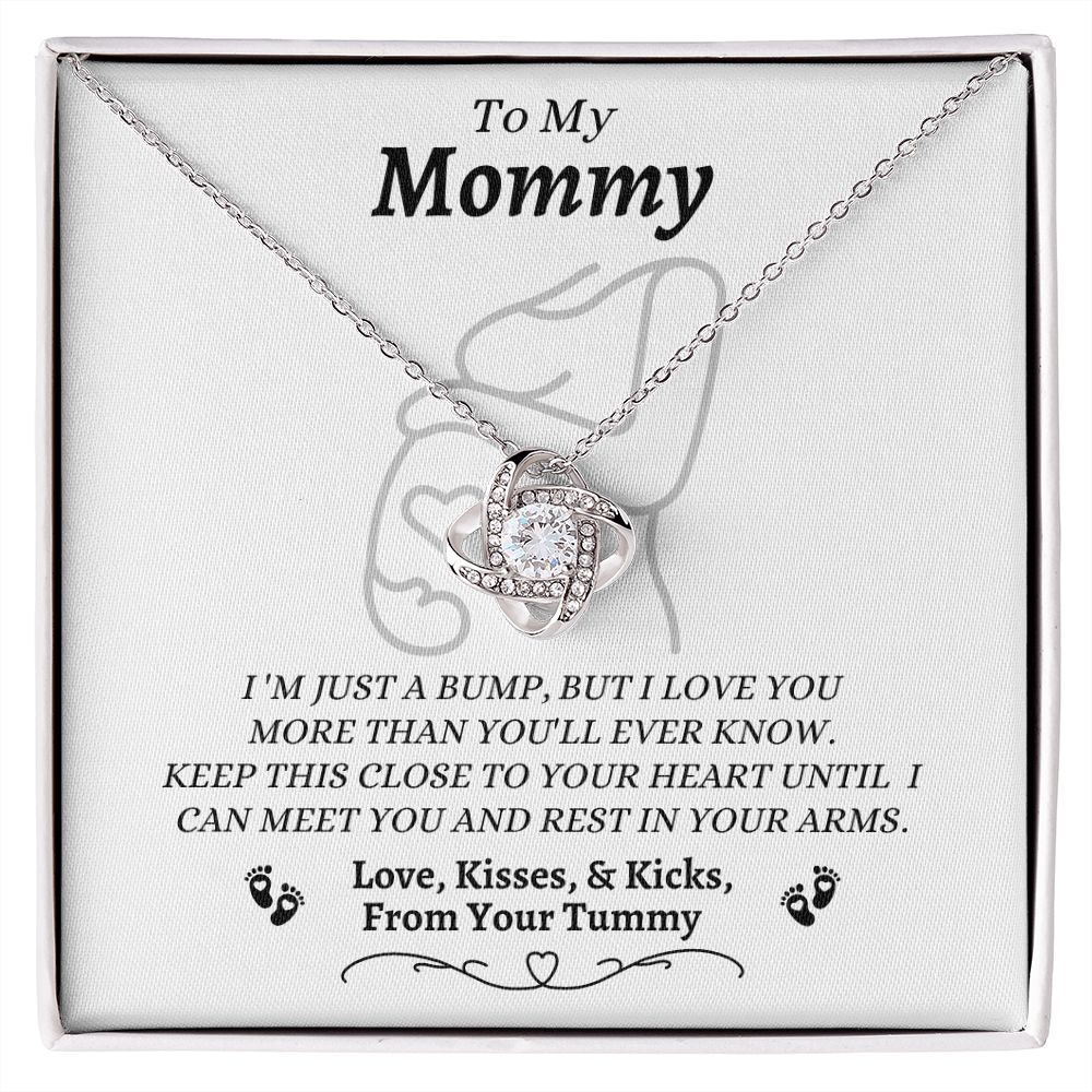 From Your Tummy - To My Mommy - I Love You - Love Knot Necklace - Mom To Be Gift - Baby Shower Gift - Expectant Mother Gift From Family & Friends