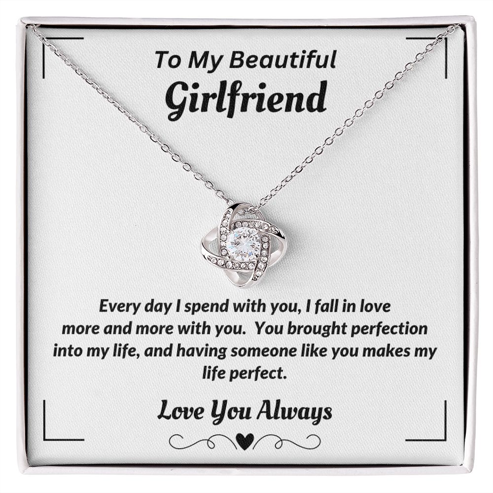 Boyfriend - To My Beautiful Girlfriend - I Fall In Love - Love Knot Necklace - Gift for Girlfriend - Birthday Gift - Christmas Gift