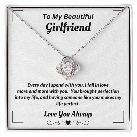 Boyfriend - To My Beautiful Girlfriend - I Fall In Love - Love Knot Necklace - Gift for Girlfriend - Birthday Gift - Christmas Gift