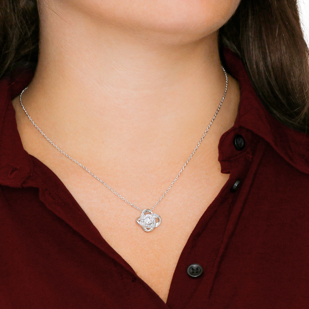 Mom - To My Beautiful Daughter - Always In My Heart - Love Knot Necklace