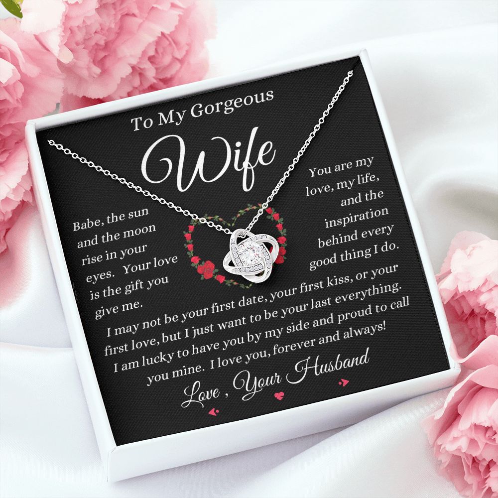 Husband - To My Gorgeous Wife - Your Love Is The Gift - Love Knot Necklace