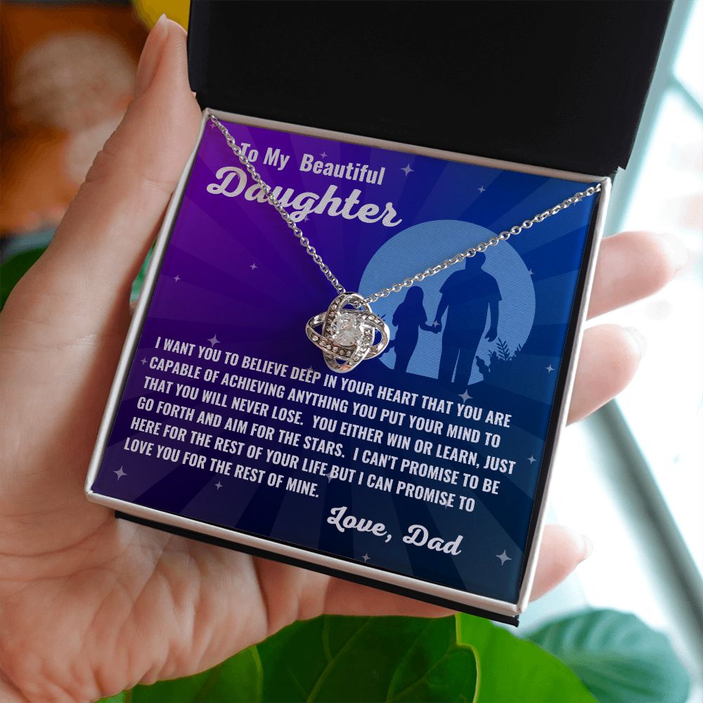 Dad - To My Beautiful Daughter - Deep In Your Heart - Love Knot Necklace - Daughter Gift - Birthday Gift - Christmas Gift