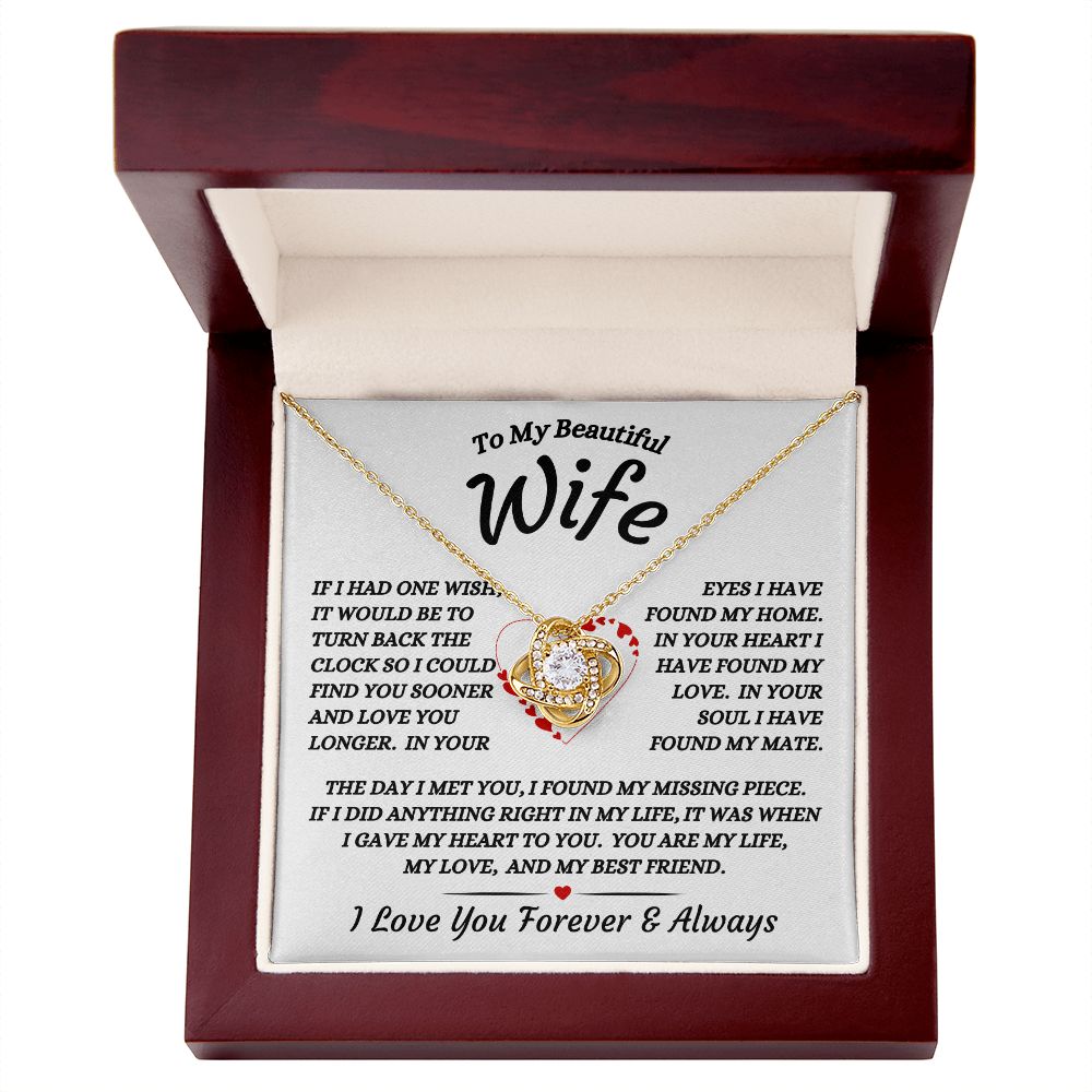 To My Beautiful Wife - I Gave My Heart To You - Love Knot Necklace