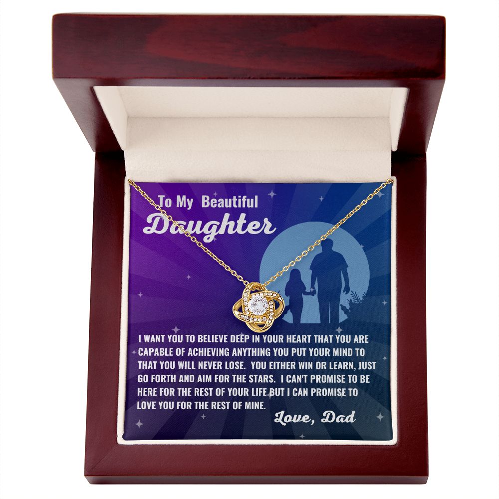 Dad - To My Beautiful Daughter - Deep In Your Heart - Love Knot Necklace - Daughter Gift - Birthday Gift - Christmas Gift