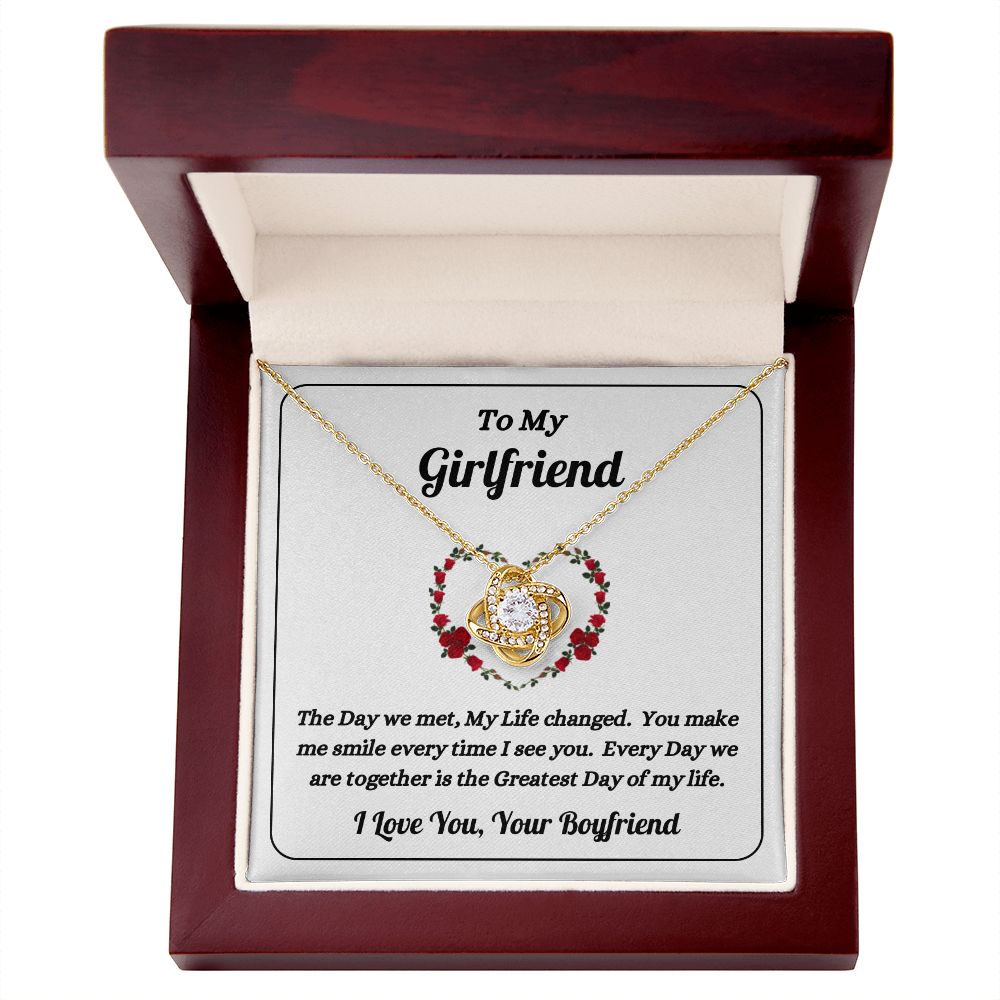 Boyfriend - To My Girlfriend - The Day We Met - Love Knot Necklace - Gift for Girlfriend - Birthday Gift - Christmas Gift