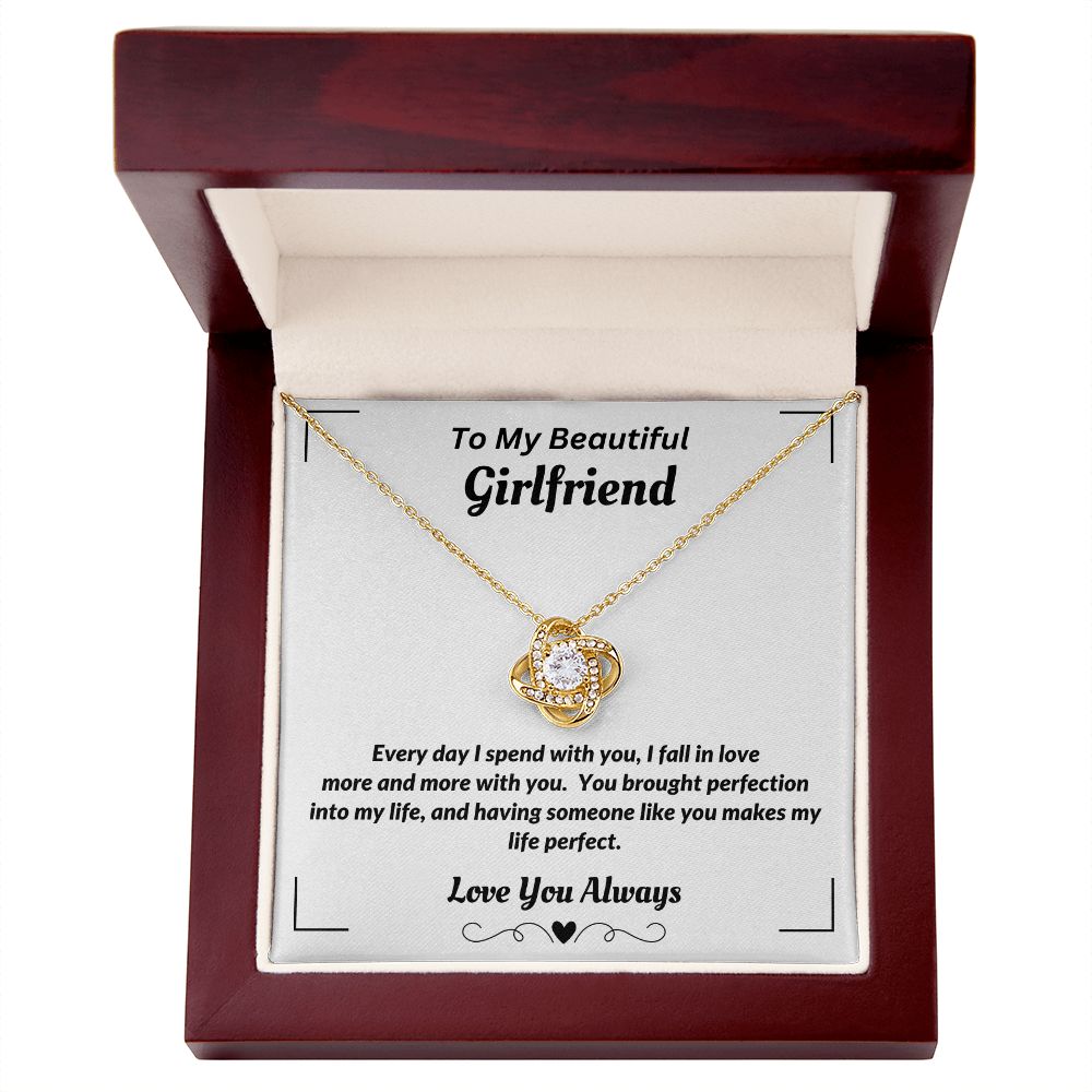 Boyfriend - To My Beautiful Girlfriend - I Fall In Love - Love Knot Necklace - Gift for Girlfriend - Birthday Gift - Christmas Gift