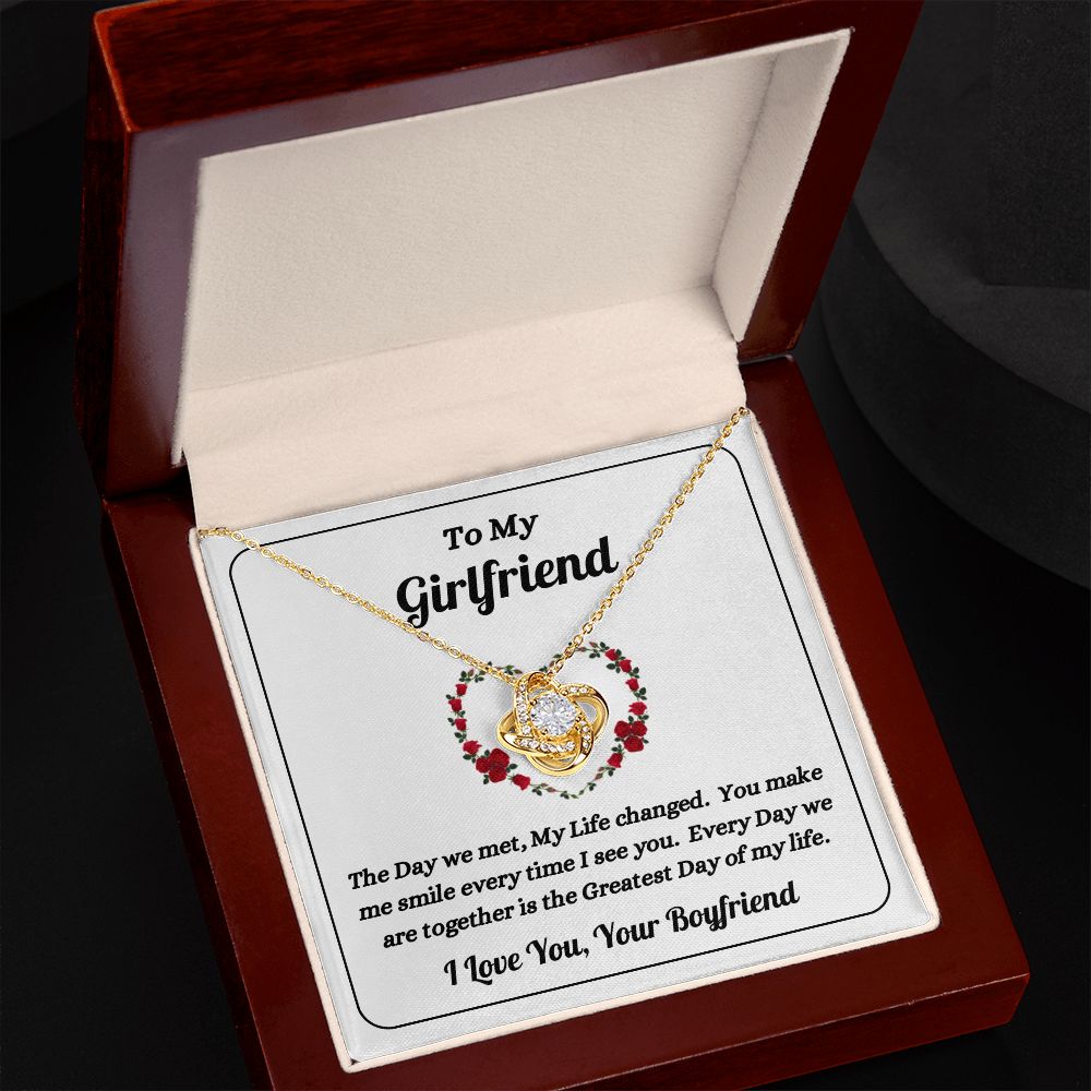 Boyfriend - To My Girlfriend - The Day We Met - Love Knot Necklace - Gift for Girlfriend - Birthday Gift - Christmas Gift
