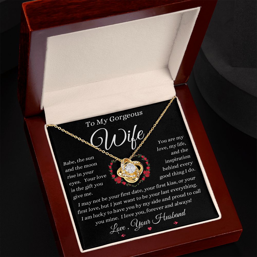 Husband - To My Gorgeous Wife - Your Love Is The Gift - Love Knot Necklace