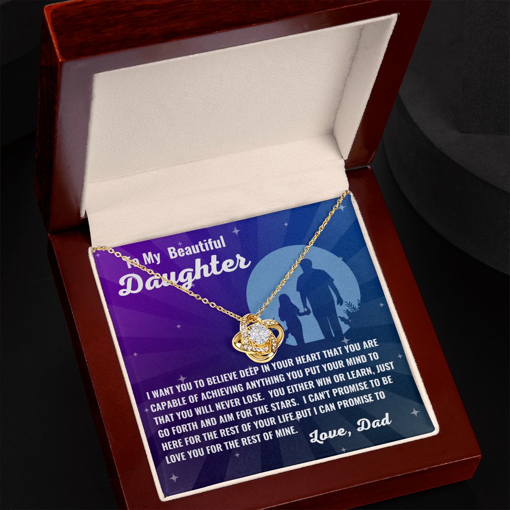 Dad - To My Beautiful Daughter - Deep In Your Heart - Love Knot Necklace - Daughter Gift - Birthday Gift - Christmas Gift