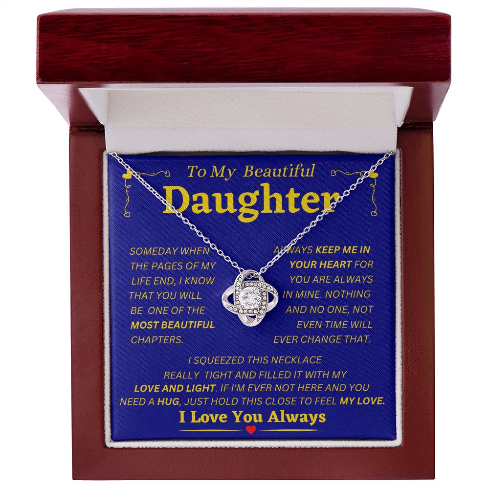 To My Beautiful Daughter - Keep Me In Your Heart - Love Knot Necklace