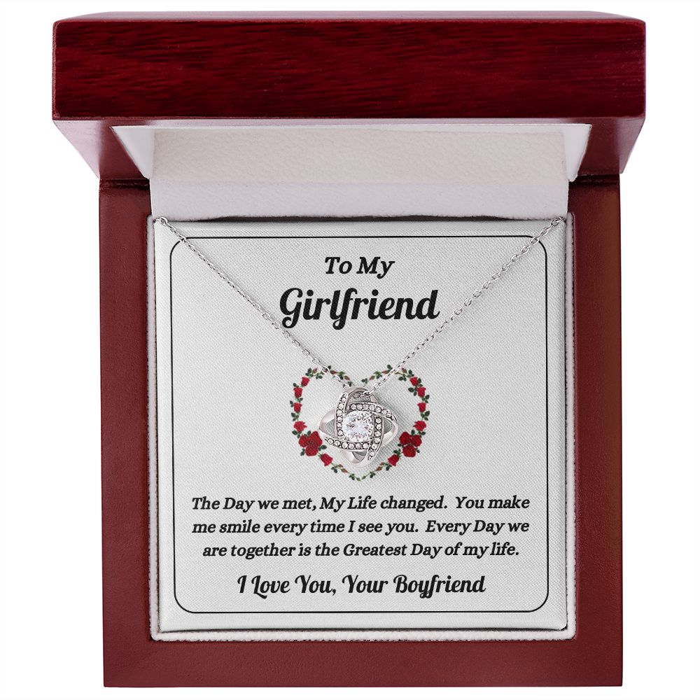 Boyfriend - To My Girlfriend - The Day We Met - Love Knot Necklace - Gift for Girlfriend - Birthday Gift - Christmas Gift