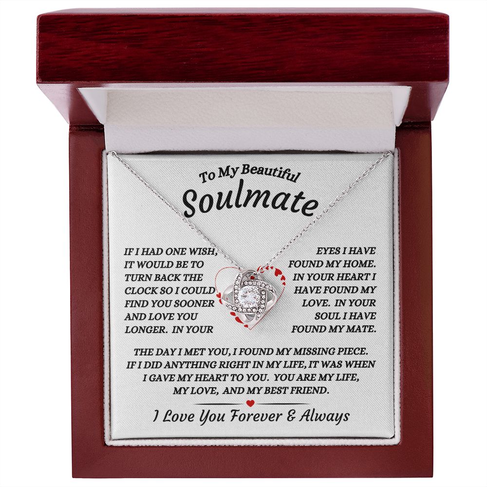 To My Beautiful Soulmate - I Gave My Heart To You - Love Knot Necklace