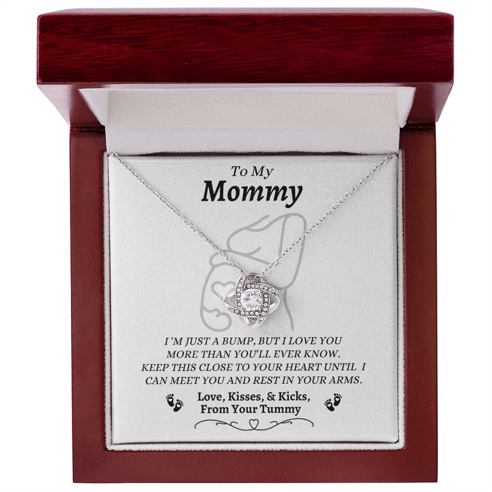 From Your Tummy - To My Mommy - I Love You - Love Knot Necklace - Mom To Be Gift - Baby Shower Gift - Expectant Mother Gift From Family & Friends