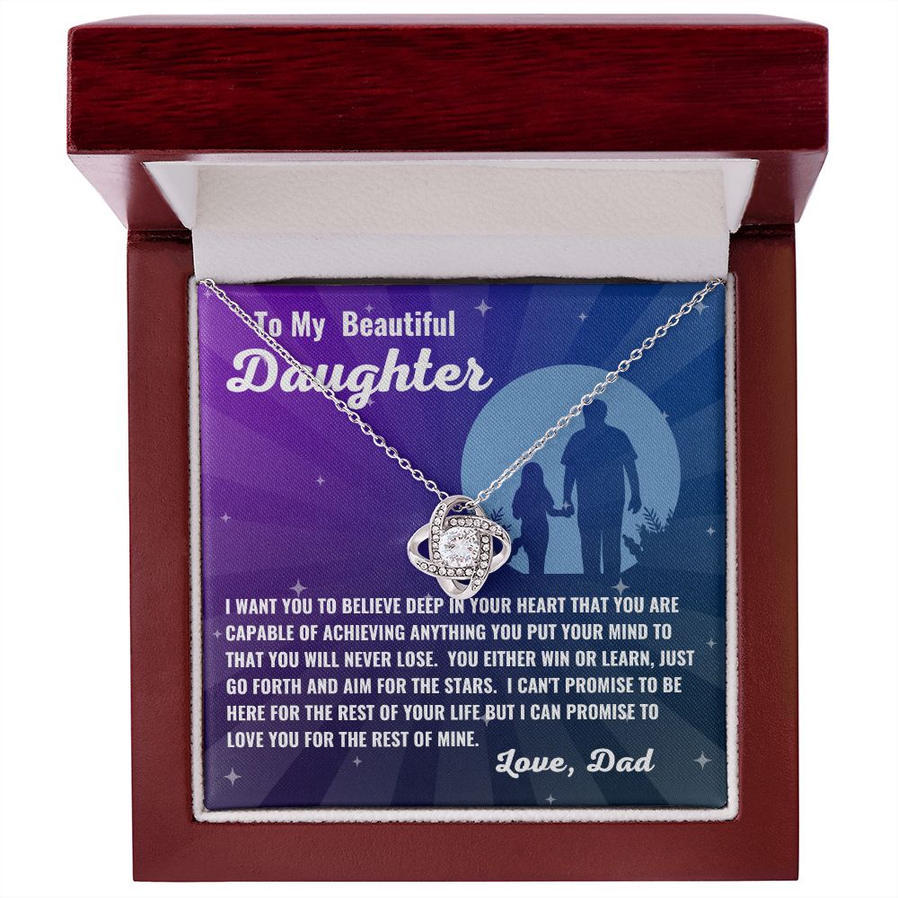 Dad - To My Beautiful Daughter - Deep In Your Heart - Love Knot Necklace - Daughter Gift - Birthday Gift - Christmas Gift