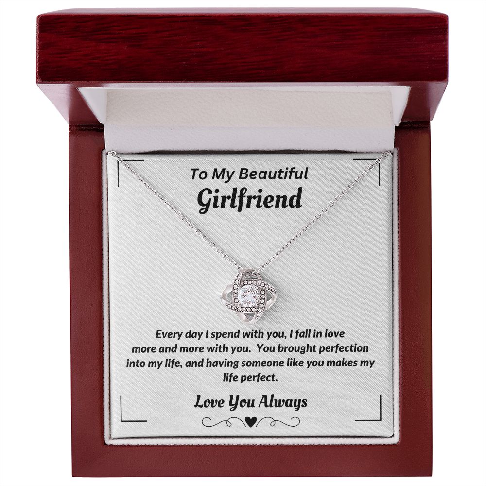 Boyfriend - To My Beautiful Girlfriend - I Fall In Love - Love Knot Necklace - Gift for Girlfriend - Birthday Gift - Christmas Gift