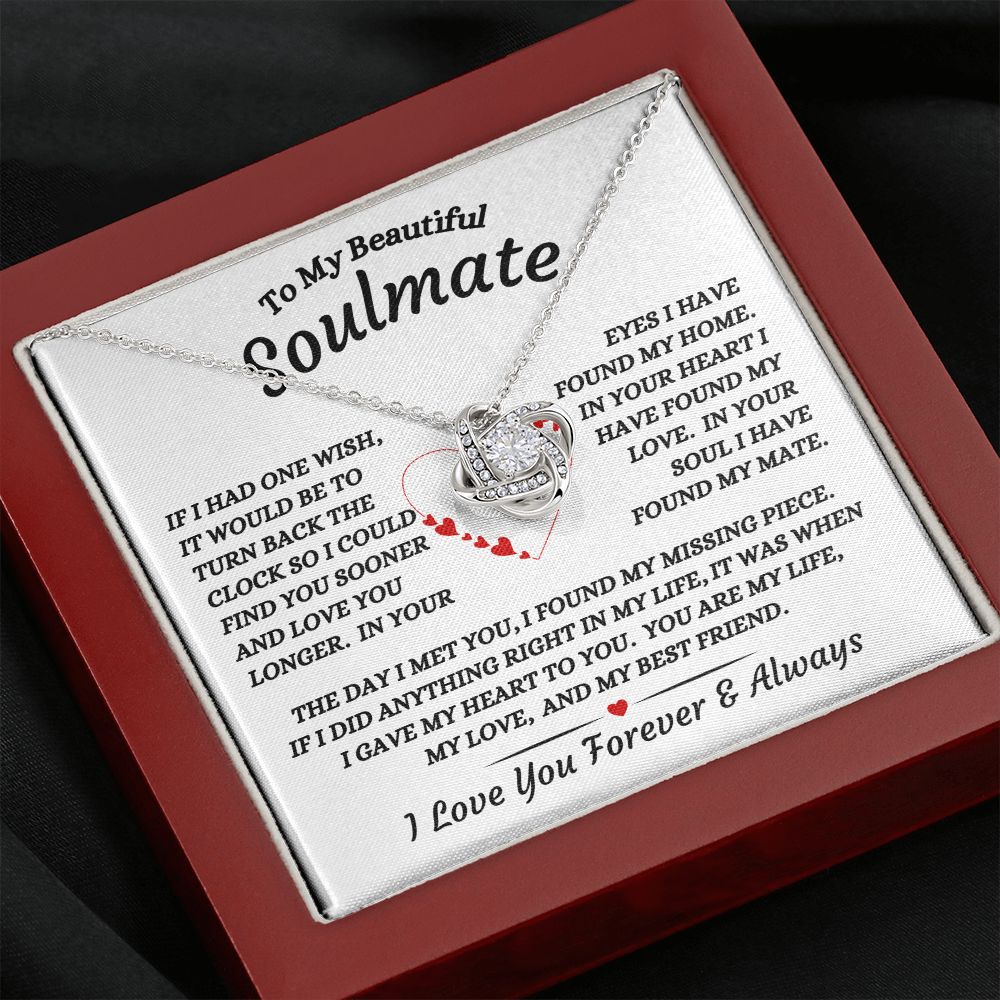 To My Beautiful Soulmate - I Gave My Heart To You - Love Knot Necklace
