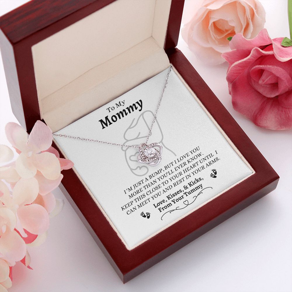 From Your Tummy - To My Mommy - I Love You - Love Knot Necklace - Mom To Be Gift - Baby Shower Gift - Expectant Mother Gift From Family & Friends