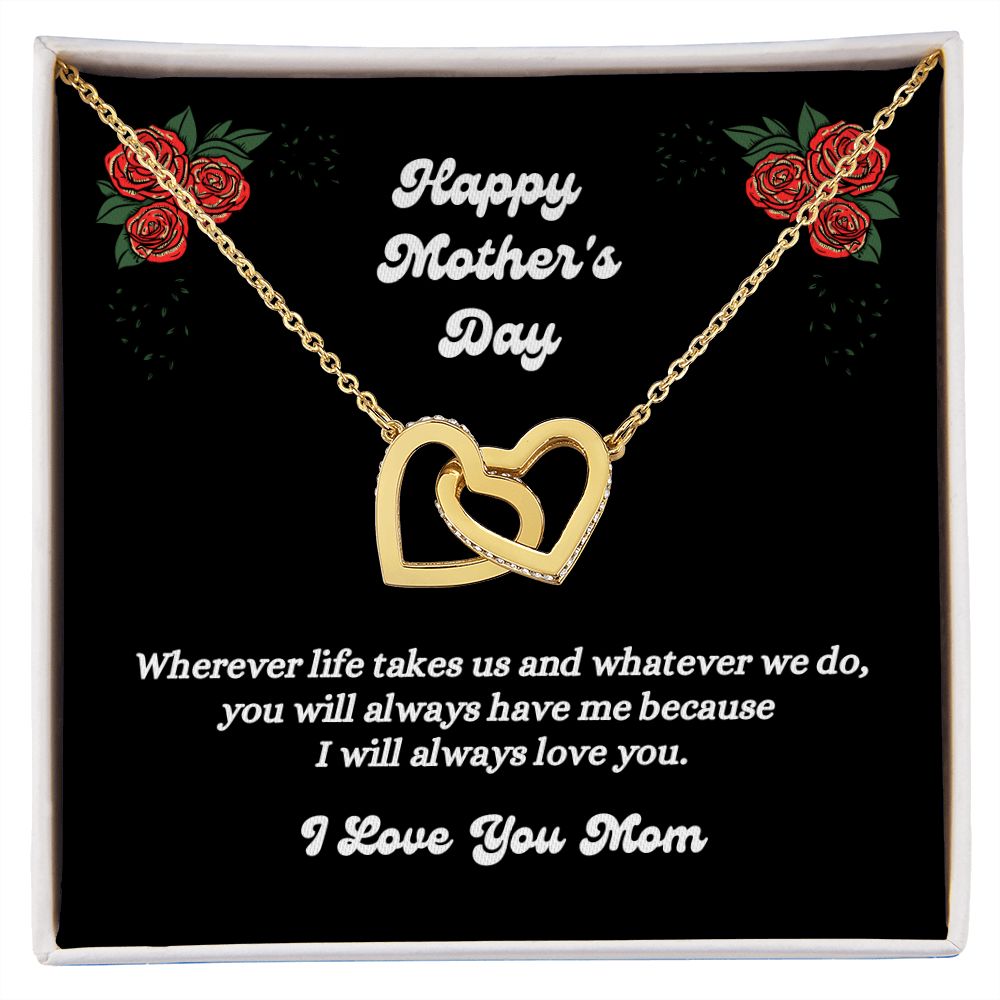 Happy Mother's Day - I Love You Mom - Interlocking Hearts Necklace