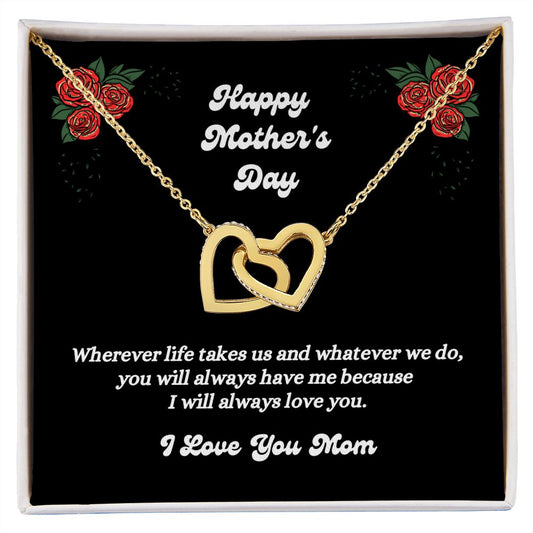 Happy Mother's Day - I Love You Mom - Interlocking Hearts Necklace