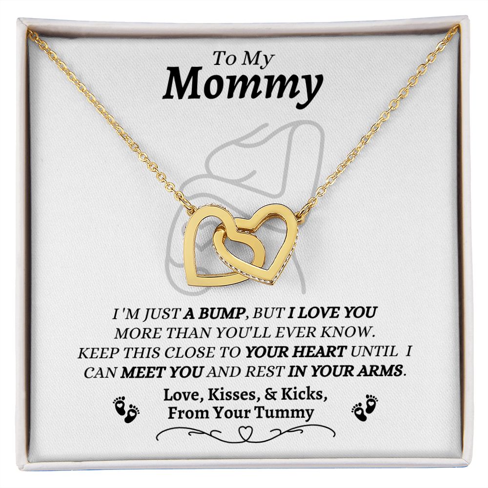 From Your Tummy - To My Mommy - I Love You - Interlocking Hearts Necklace - New Mom To Be Gift - Baby Shower Gift - Expectant Mother Gift From Family & Friends