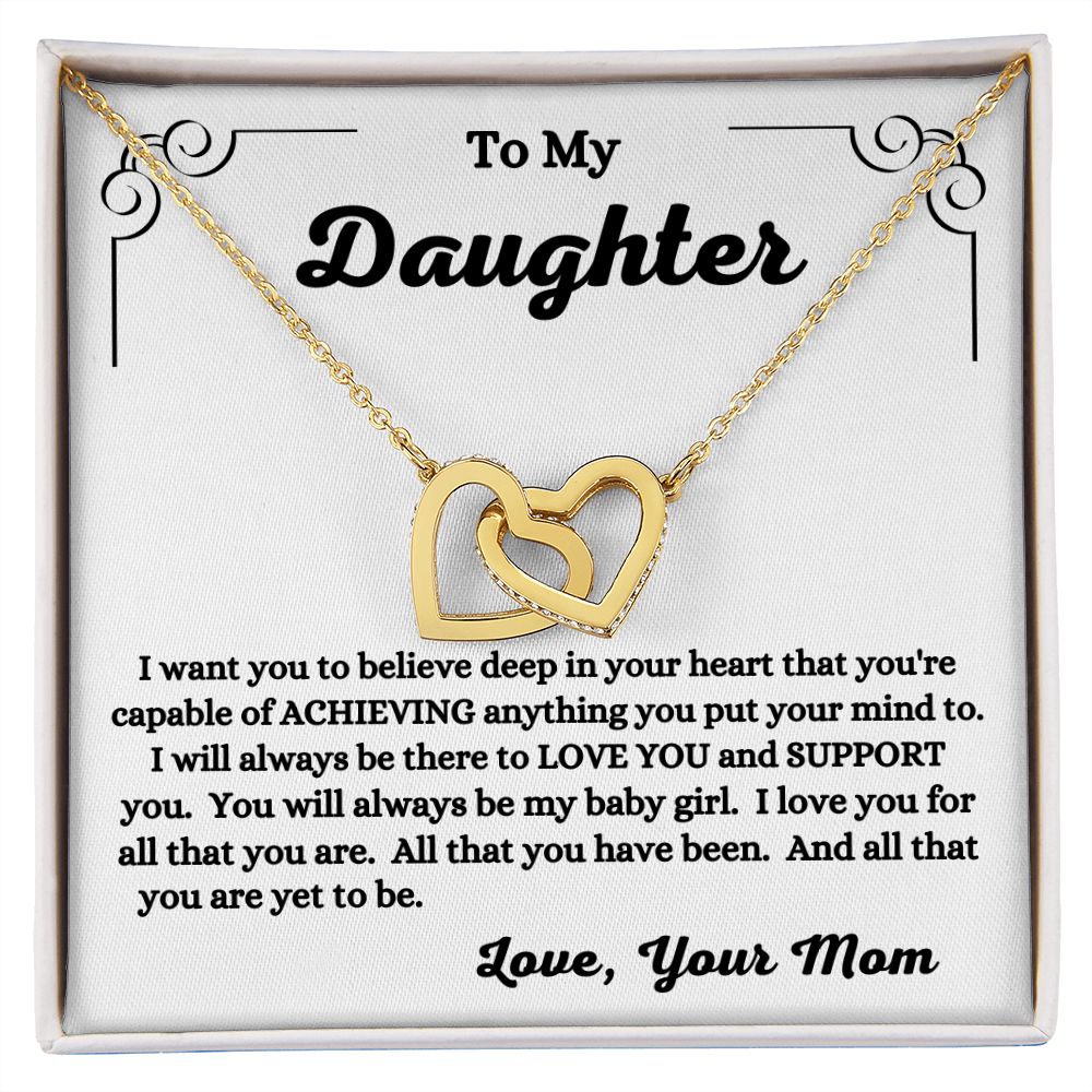 Mom - To My Daughter - I Love You - Interlocking Hearts Necklace