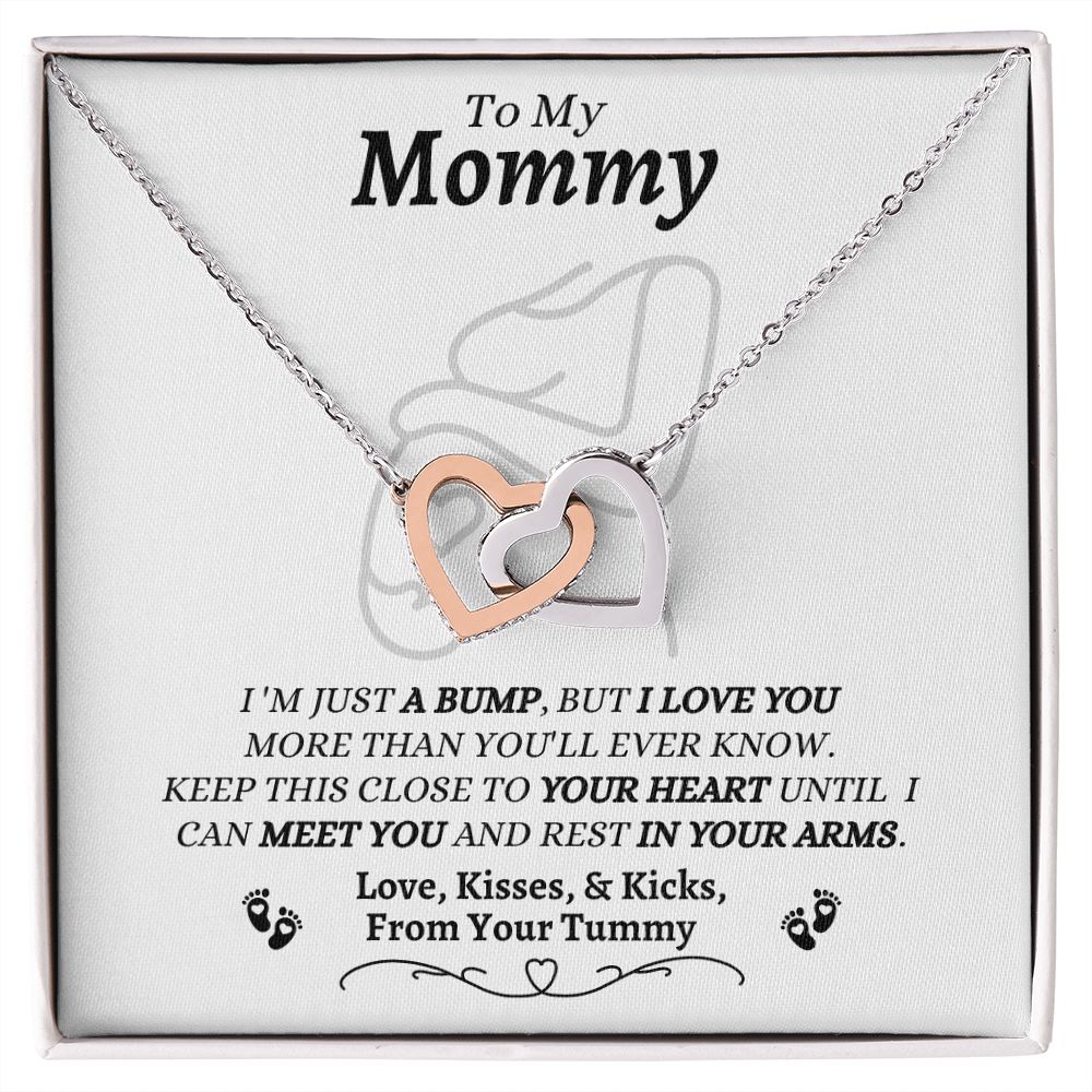 From Your Tummy - To My Mommy - I Love You - Interlocking Hearts Necklace - New Mom To Be Gift - Baby Shower Gift - Expectant Mother Gift From Family & Friends