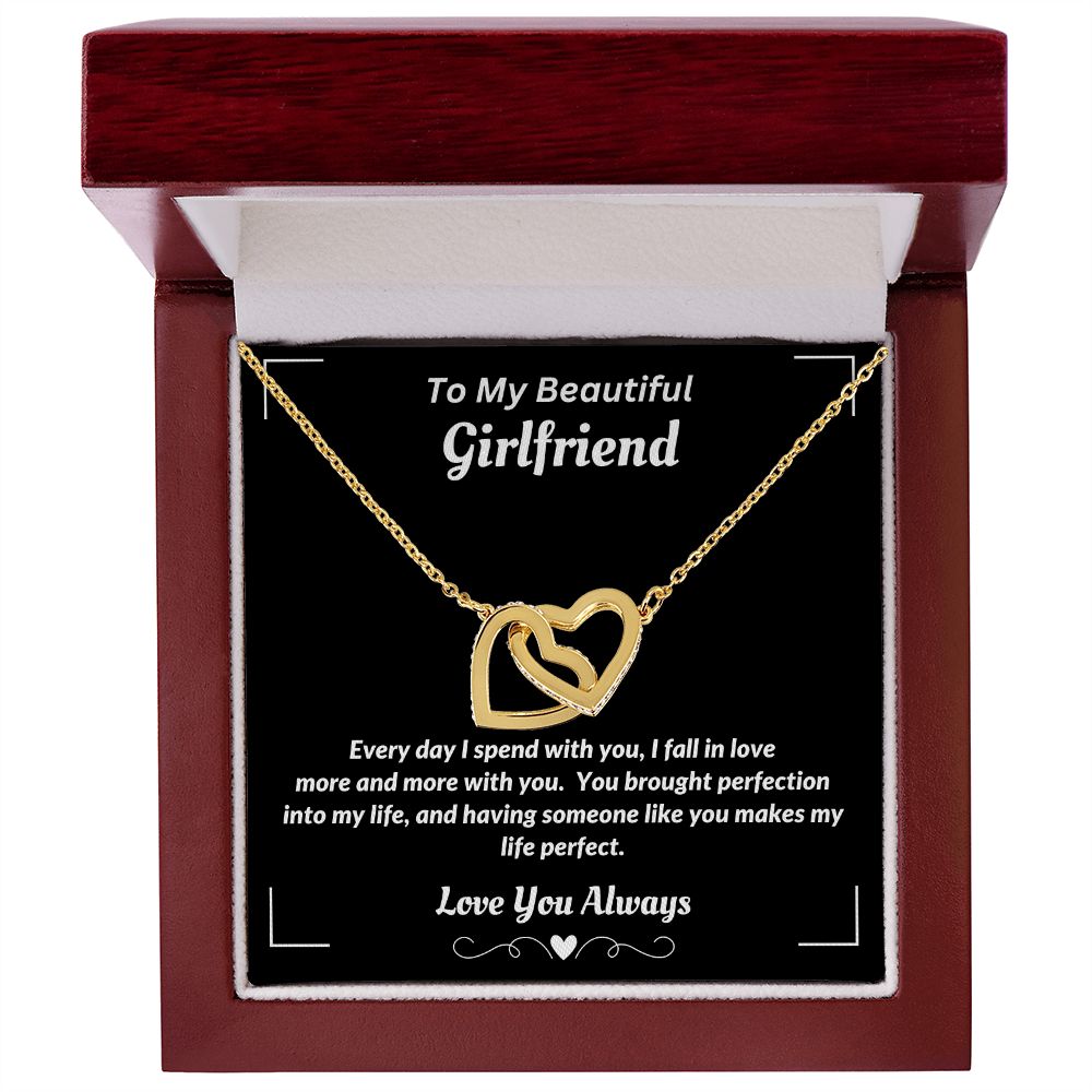 Boyfriend - To My Beautiful Girlfriend - I Fall In Love More - Interlocking Hearts Necklace - Gift for Girlfriend - Birthday Gift - Christmas Gift