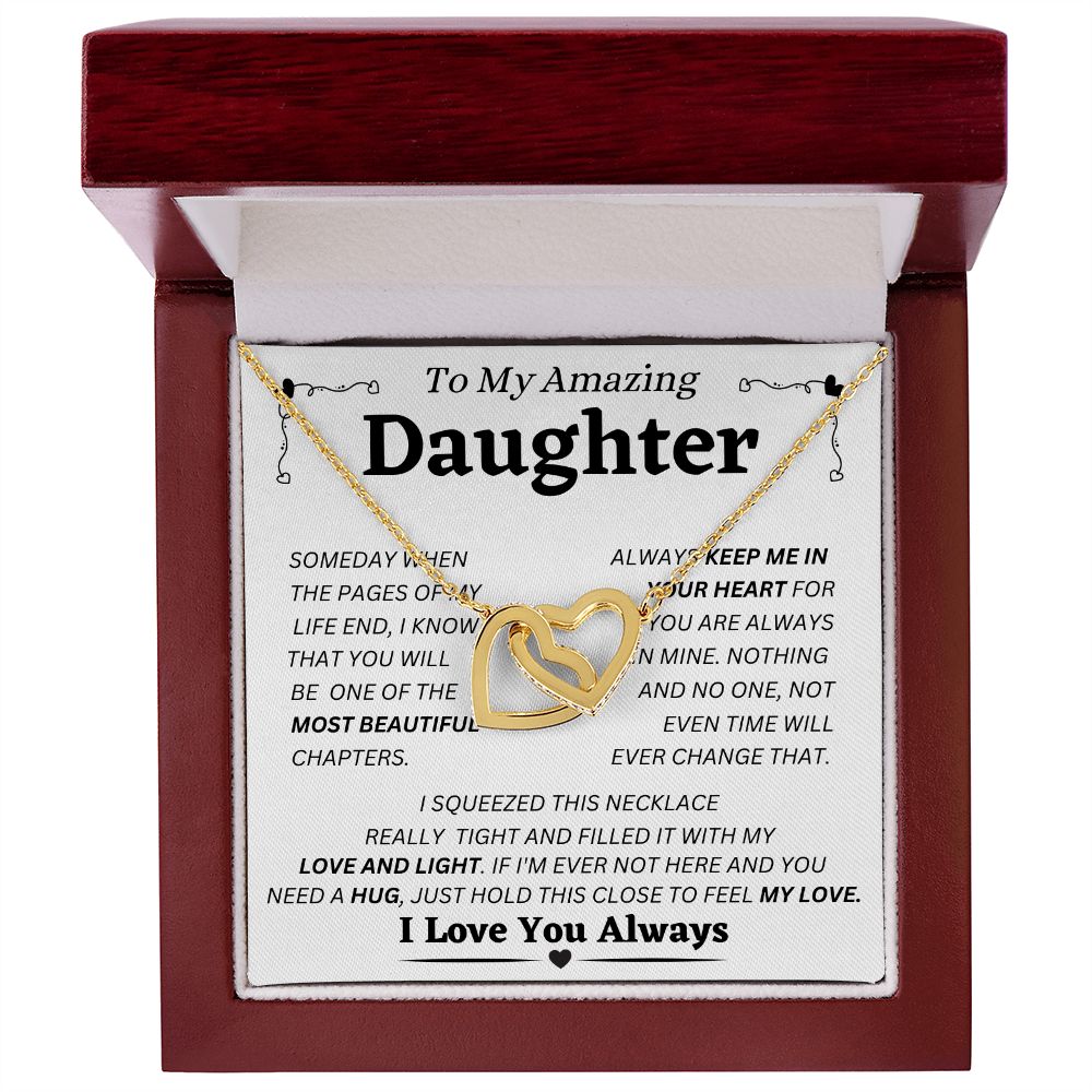 To My AMAZING Daughter - Keep Me In Your Heart - Interlocking Hearts Necklace