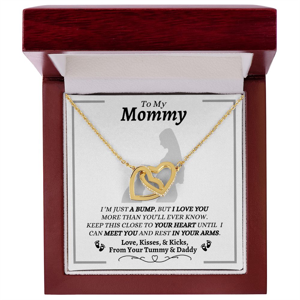 From Your Tummy & Daddy - To My Mommy - Interlocking Hearts Necklace - New Mom Gift - Keepsake Gift
