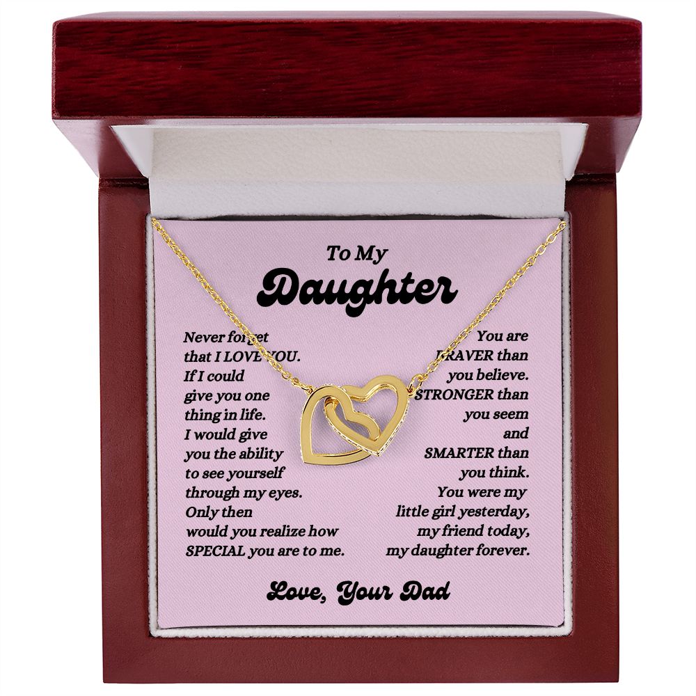 Dad - To My Daughter - Never Forget - Interlocking Hearts Necklace - Daughter Gift - Birthday Gift - Christmas Gift