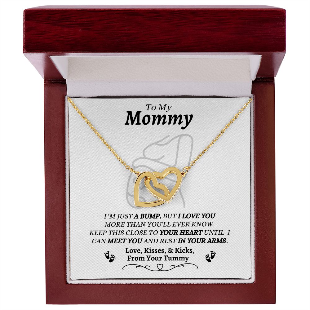 From Your Tummy - To My Mommy - I Love You - Interlocking Hearts Necklace - New Mom To Be Gift - Baby Shower Gift - Expectant Mother Gift From Family & Friends