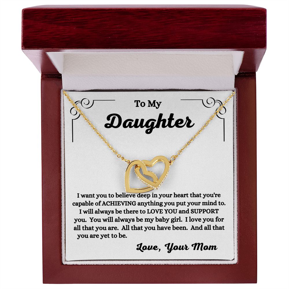 Mom - To My Daughter - I Love You - Interlocking Hearts Necklace