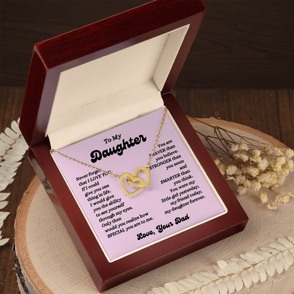 Dad - To My Daughter - Never Forget - Interlocking Hearts Necklace - Daughter Gift - Birthday Gift - Christmas Gift