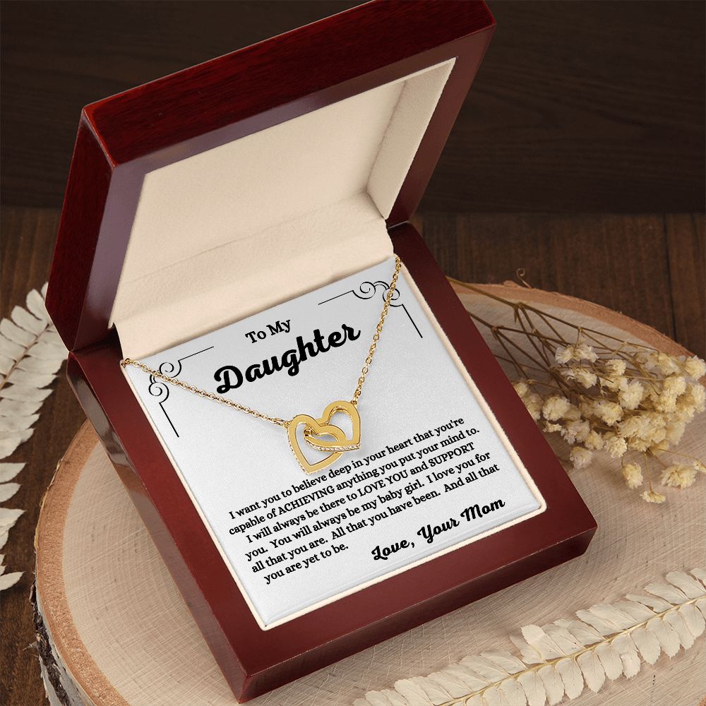 Mom - To My Daughter - I Love You - Interlocking Hearts Necklace