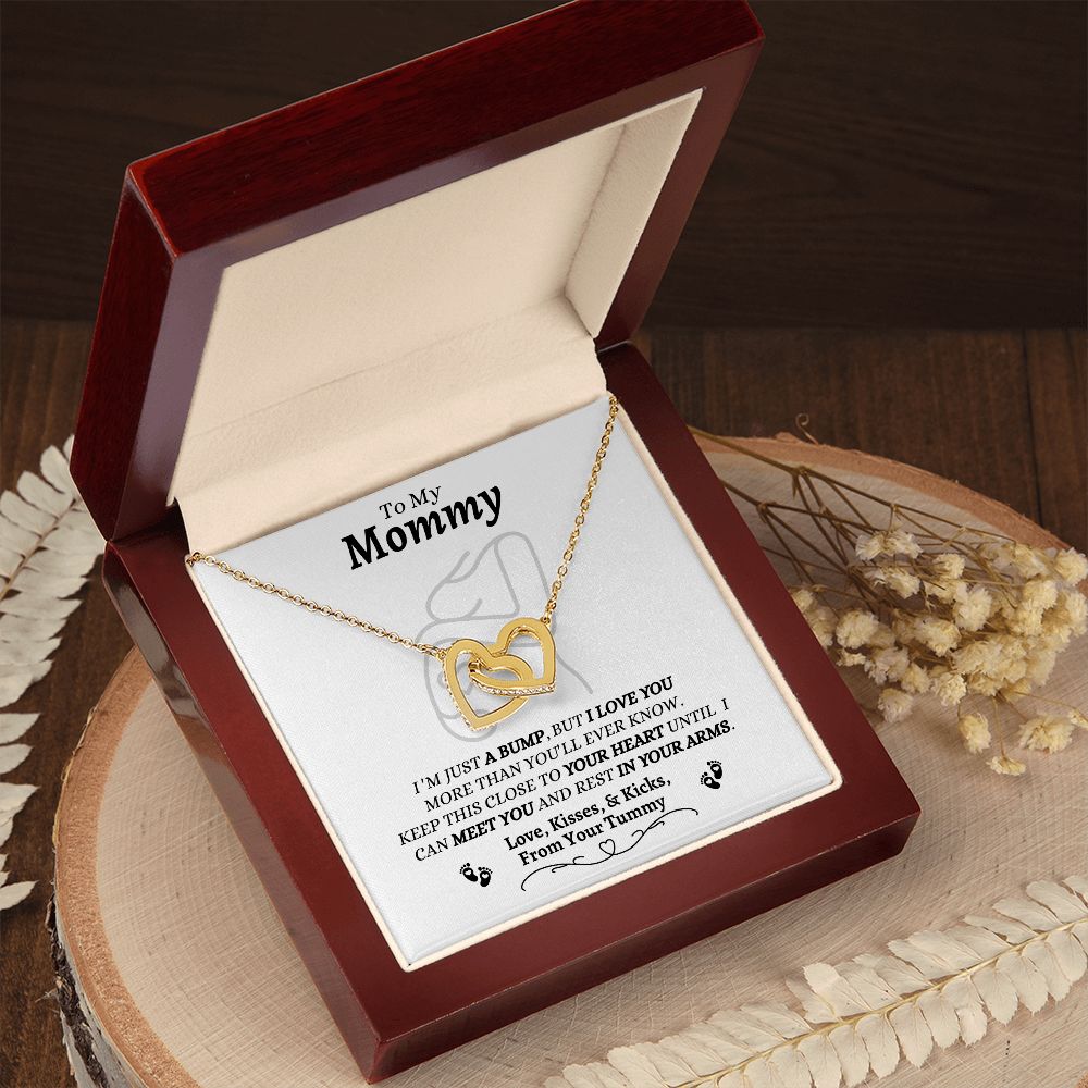 From Your Tummy - To My Mommy - I Love You - Interlocking Hearts Necklace - New Mom To Be Gift - Baby Shower Gift - Expectant Mother Gift From Family & Friends