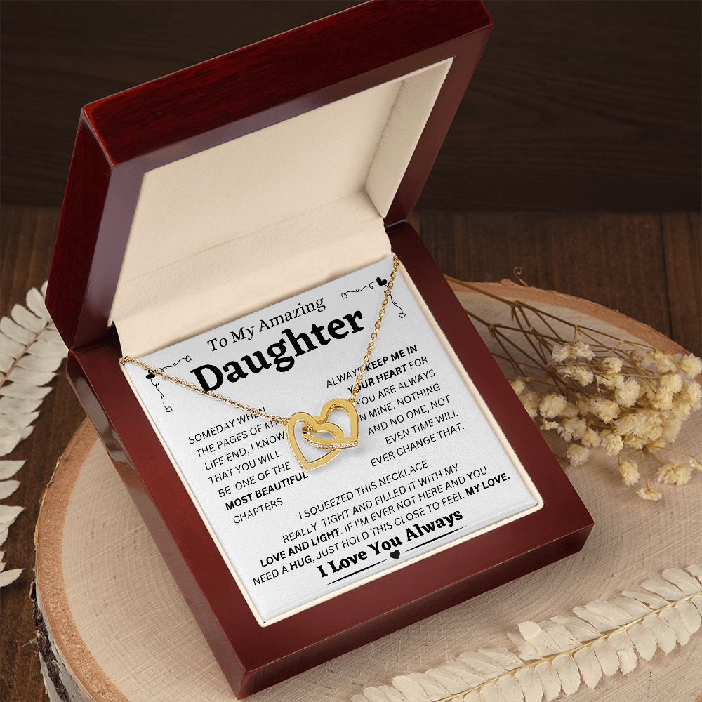To My AMAZING Daughter - Keep Me In Your Heart - Interlocking Hearts Necklace