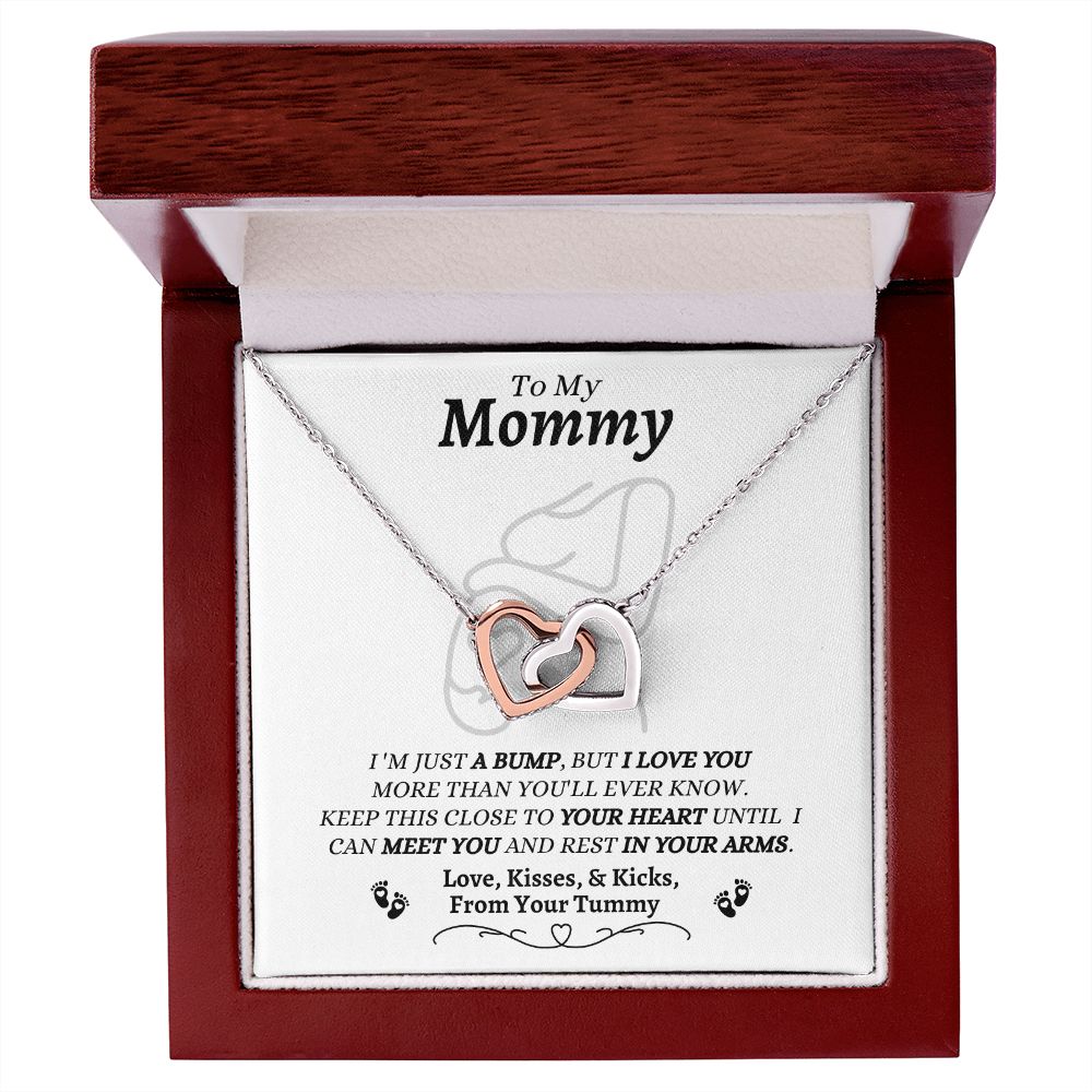 From Your Tummy - To My Mommy - I Love You - Interlocking Hearts Necklace - New Mom To Be Gift - Baby Shower Gift - Expectant Mother Gift From Family & Friends