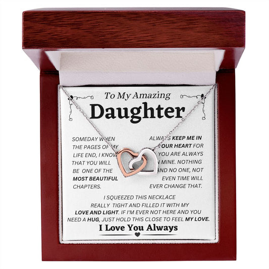 To My AMAZING Daughter - Keep Me In Your Heart - Interlocking Hearts Necklace