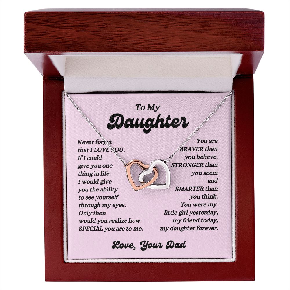 Dad - To My Daughter - Never Forget - Interlocking Hearts Necklace - Daughter Gift - Birthday Gift - Christmas Gift