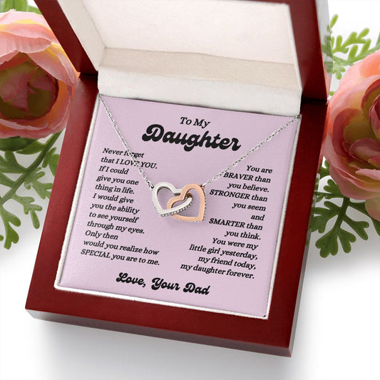 Dad - To My Daughter - Never Forget - Interlocking Hearts Necklace - Daughter Gift - Birthday Gift - Christmas Gift