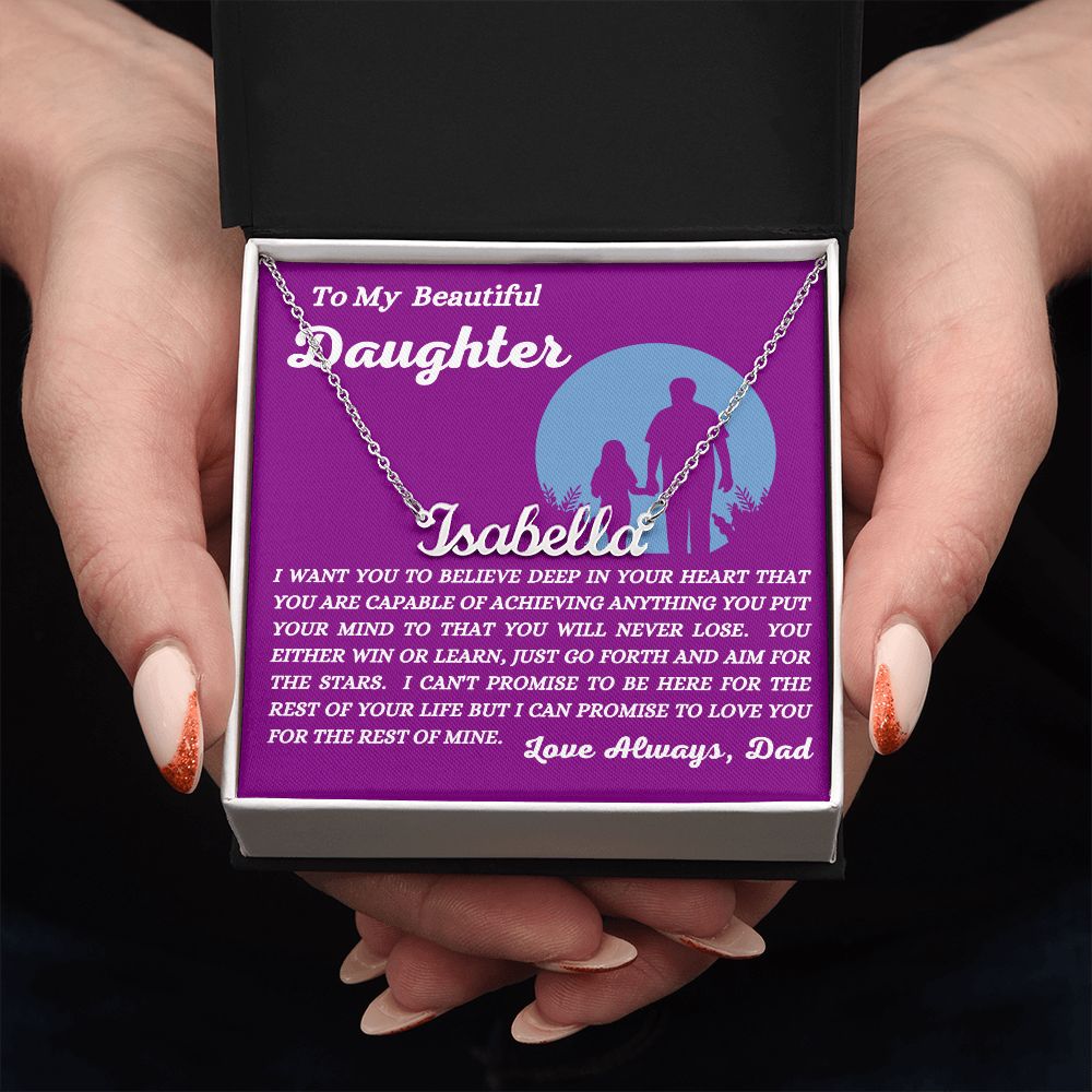 Dad - To My Beautiful Daughter - Custom Name Necklace (With Message Card) - Daughter Gift from Dad - Graduation Gift - Birthday Gift - Christmas Gift - Custom Name Gift