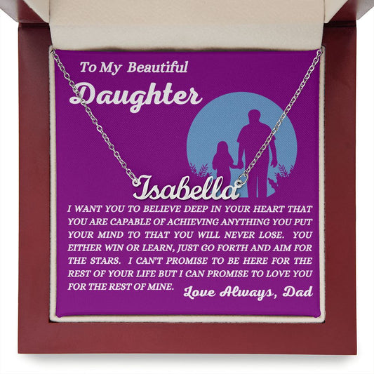 Dad - To My Beautiful Daughter - Custom Name Necklace (With Message Card) - Daughter Gift from Dad - Graduation Gift - Birthday Gift - Christmas Gift - Custom Name Gift