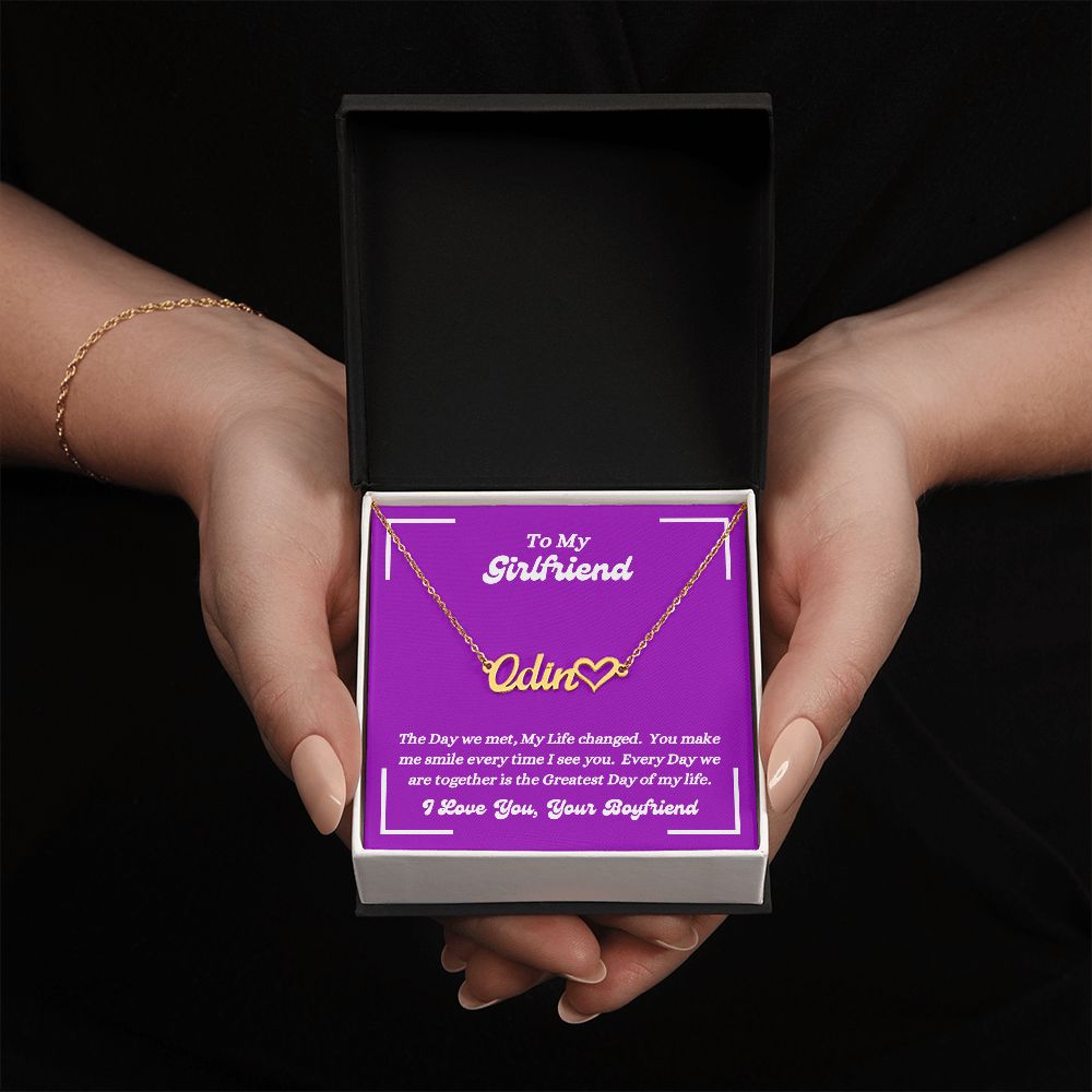 Boyfriend - To My Girlfriend - The Day We Met - Personalized Heart Name Necklace - Gift for Girlfriend - Birthday Gift - Custom Name Jewelry - Graduation Gift -  Christmas Gift