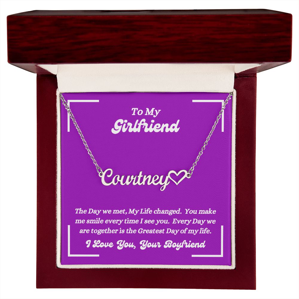 Boyfriend - To My Girlfriend - The Day We Met - Personalized Heart Name Necklace - Gift for Girlfriend - Birthday Gift - Custom Name Jewelry - Graduation Gift -  Christmas Gift