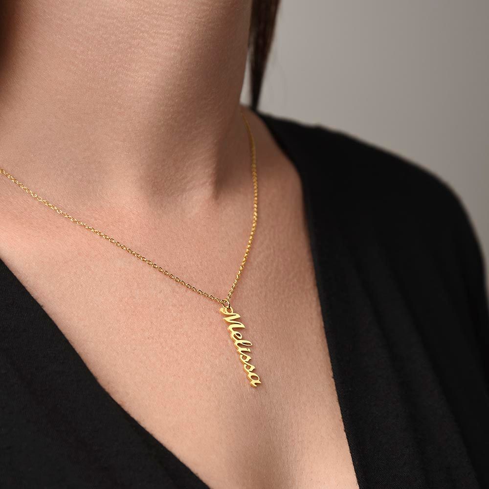 Personalized Vertical Name Necklace (No Message Card) - Custom Name Jewelry - Gift for Her - Perfect Gift for Her - Mother's Day Gift - Graduation Gift - Holiday's Gift