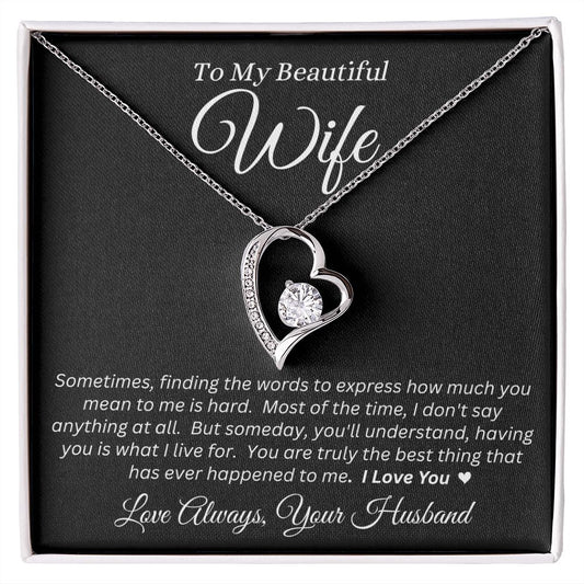 Husband - To My Beautiful Wife - I Love You - Forever Love Necklace