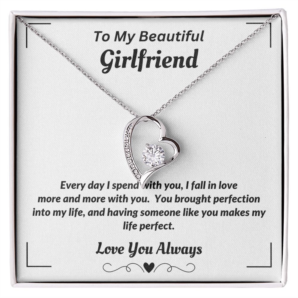 To My Beautiful Girlfriend -  I Fall In Love More - Forever Love Necklace