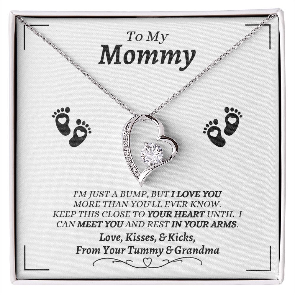 From Your Tummy & Grandma - To My Mommy - I Love You - Forever Love Necklace - Baby's Grandma Gift for Mommy- New Mom Gift - Keepsake Gift