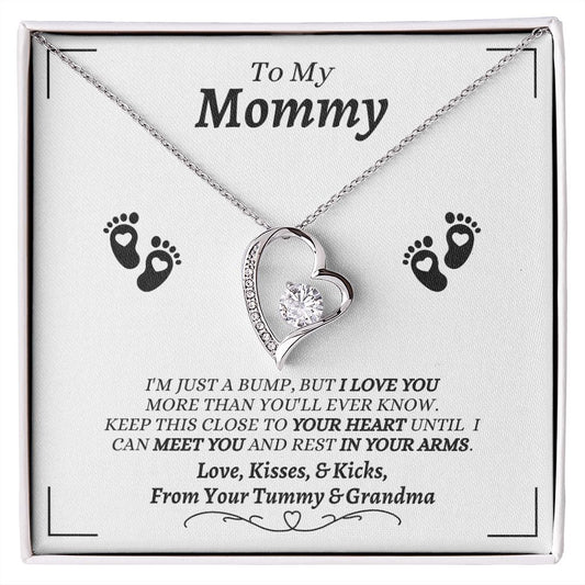 From Your Tummy & Grandma - To My Mommy - I Love You - Forever Love Necklace - Baby's Grandma Gift for Mommy- New Mom Gift - Keepsake Gift